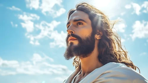 Contemplative Bearded Man in Sunlight