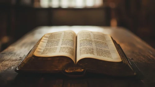 Antique Book on Wooden Table