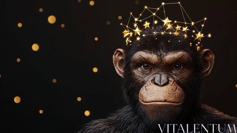 AI ART Monkey with a Star-Crafted Crown - Fantasy Portrait