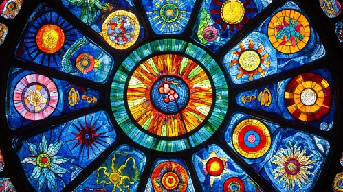 Vivid Stained Glass Circular Art