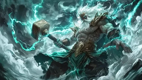 Epic Thunder God in Lightning