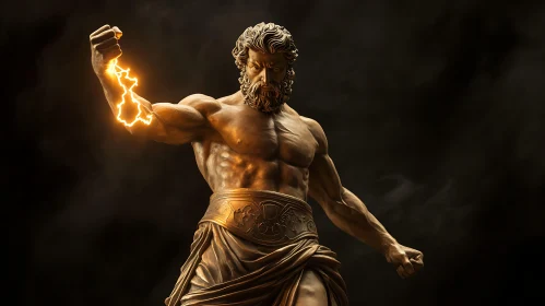 Majestic Greek Deity with Lightning Bolt