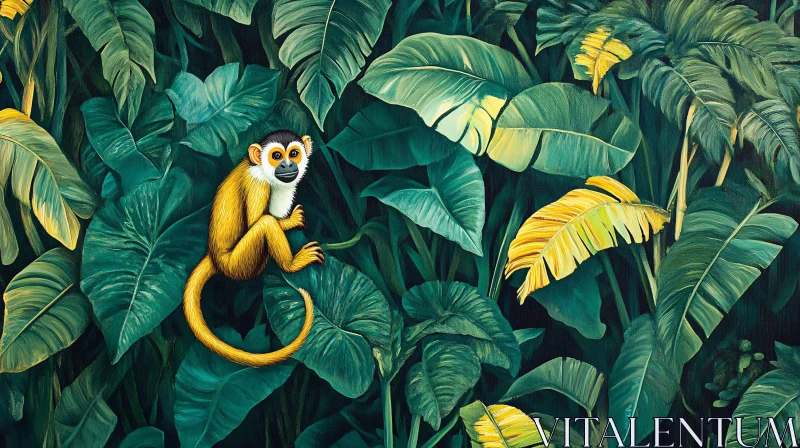 Tropical Jungle with Monkey AI Image