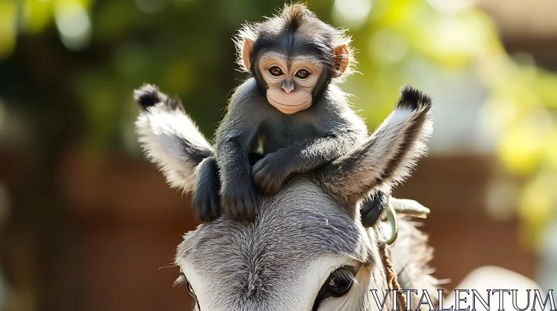 Charming Monkey on Donkey AI Image