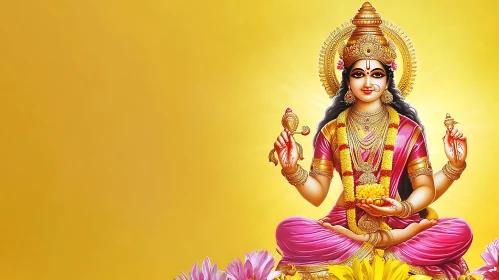 Hindu Deity on Golden Background