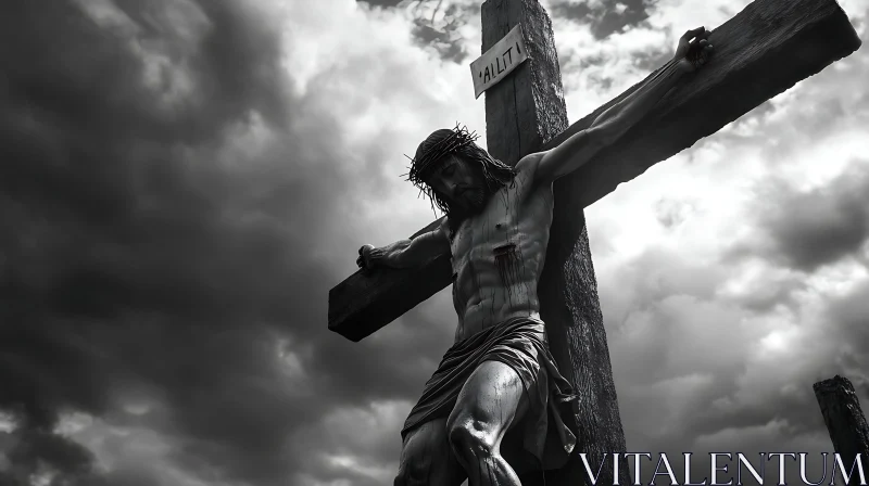 AI ART Intense Image of Crucifixion Against Ominous Sky