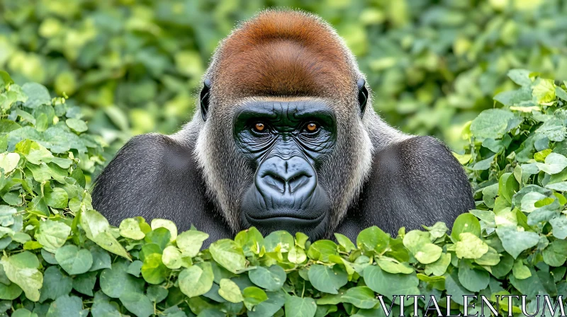 Gorilla Emerging from Greenery AI Image