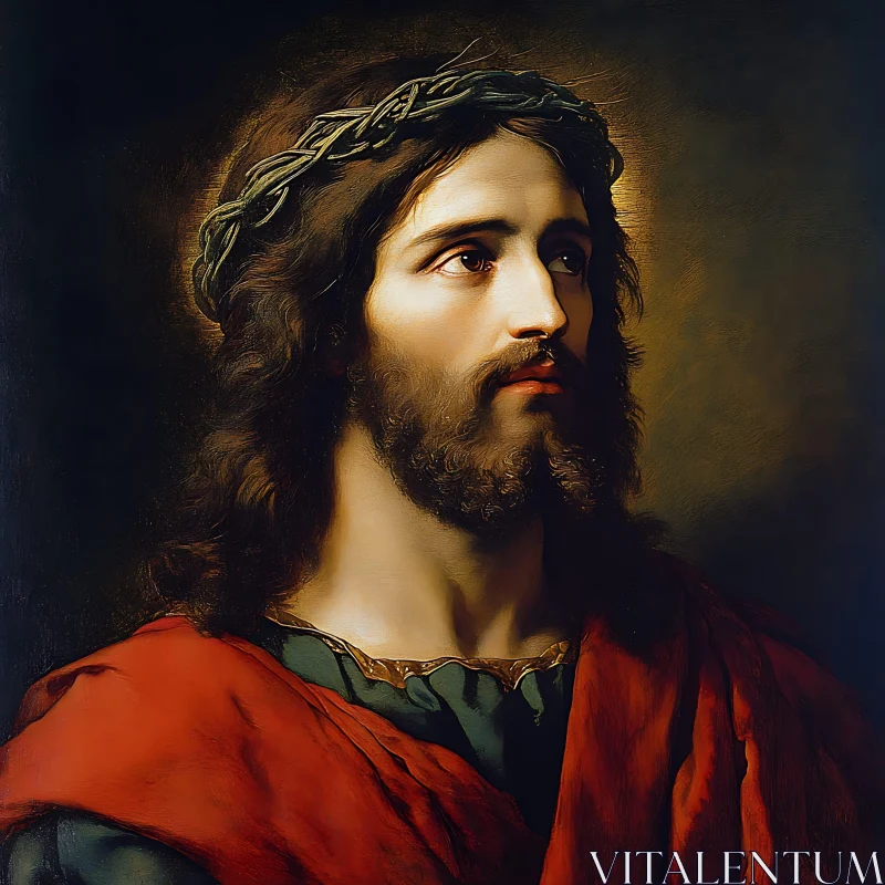 AI ART Solemn Figure with Crown of Thorns in Classic Portrait