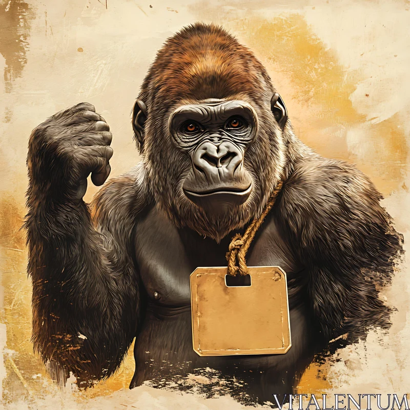 AI ART Imposing Gorilla Portrait with Pendant