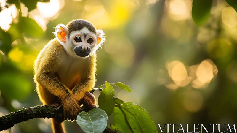 AI ART Charming Monkey in Sunlit Forest