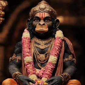 Divine Monkey Figure with Opulent Decorations