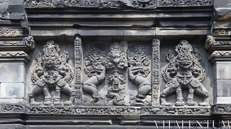 Mythological Figures Stone Carving AI Image