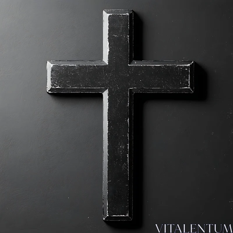 AI ART Aged Black Cross Symbol in Minimal Art