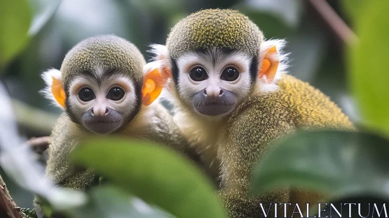 Cute Baby Monkeys in the Jungle AI Image