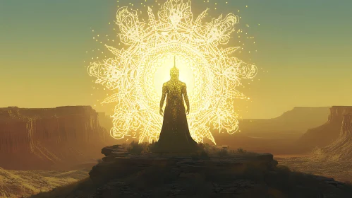 Enigmatic Silhouette with Radiant Mandala Backdrop