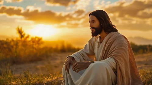 Peaceful Meditation during a Golden Sunset