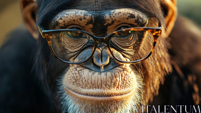 AI ART Chimpanzee with Glasses Close-Up