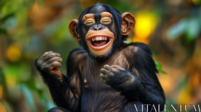 AI ART Happy Monkey with a Wide Smile Outdoors