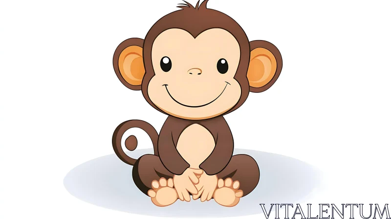 Adorable Smiling Monkey Illustration AI Image