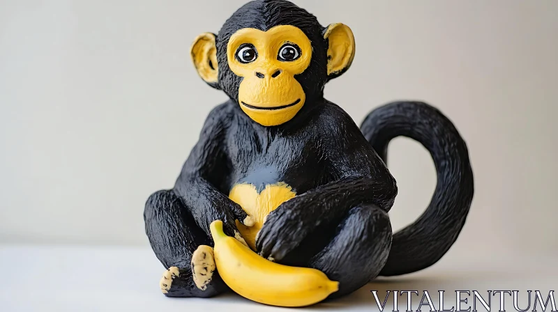 AI ART Cheerful Monkey Toy with Banana