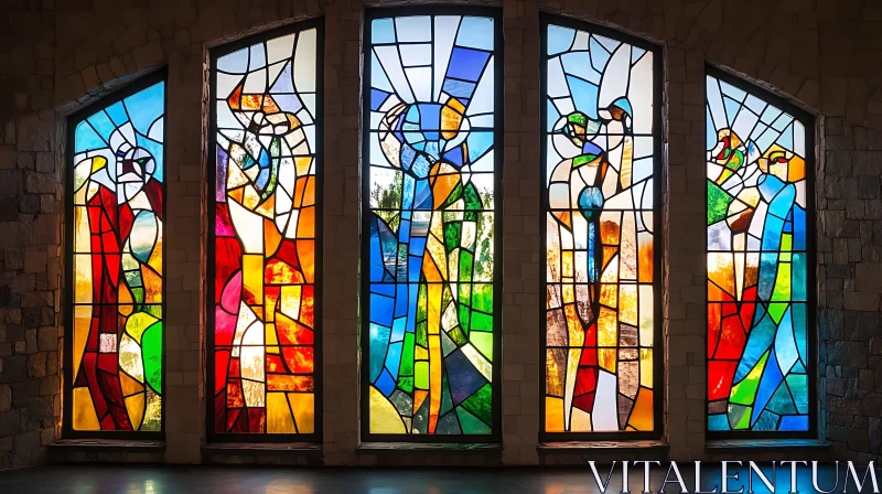 AI ART Vibrant Church Stained Glass Display