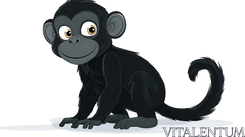 AI ART Playful Cartoon Black Monkey