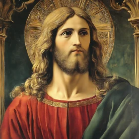Classic Religious Portrait with Halo