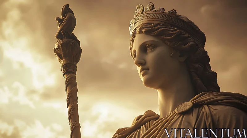 Magnificent Ancient Goddess Sculpture with Golden Backdrop Magnificent Ancient Goddess Sculpture with Golden Backdrop
