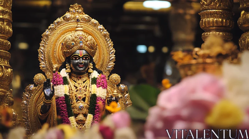 Golden Hindu Deity Statue in Temple