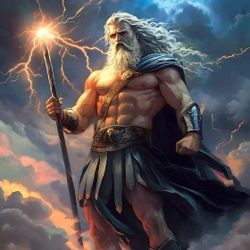 Ancient Thunder Deity Commanding the Skies with Lightning