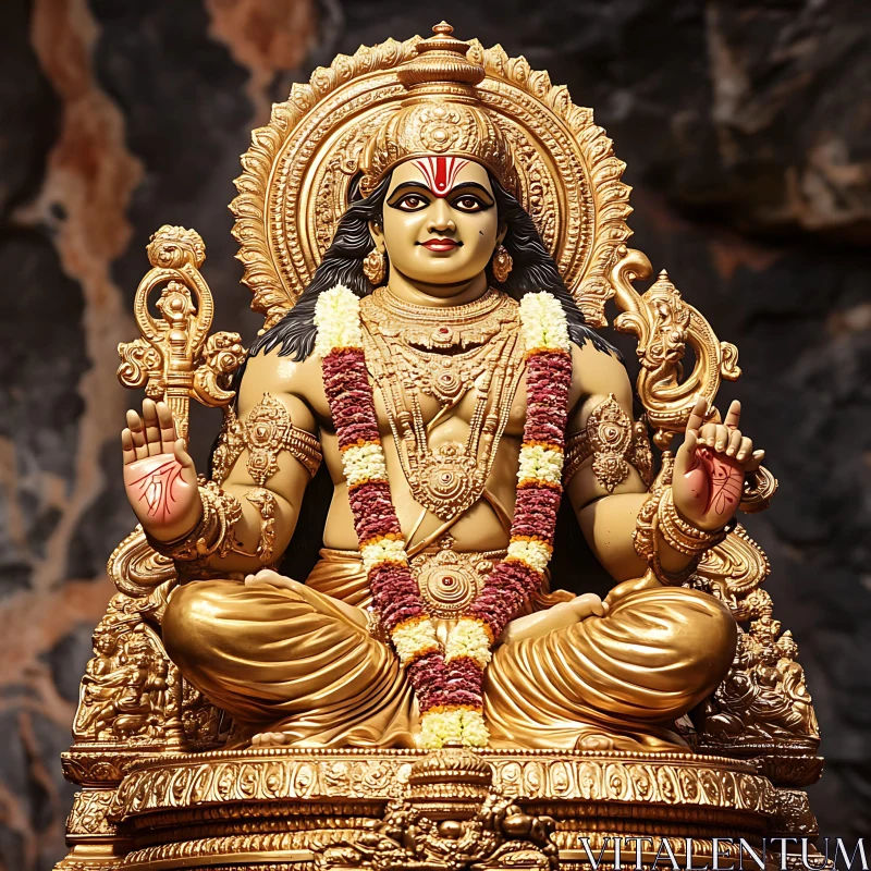 Ornate Golden Idol with Garland AI Image