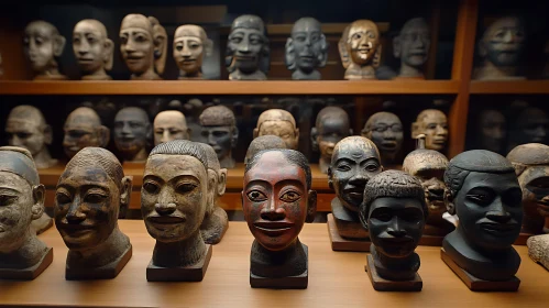 Diverse Ancient Sculptures Display