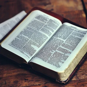 Old Book with Text on Wood