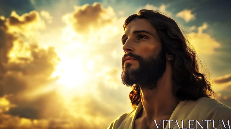 Peaceful Man in Radiant Sunlight