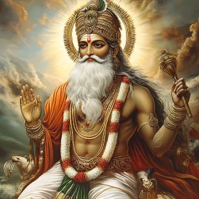 God in Ornate Crown and Traditional Attire