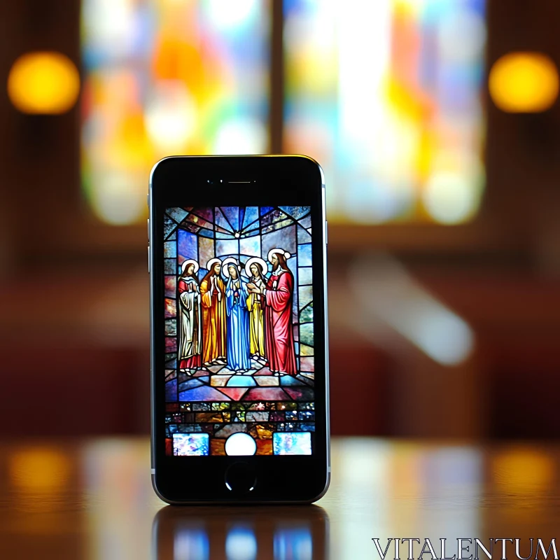 Sacred Art on Mobile Display AI Image