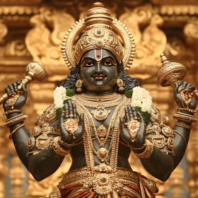 Ornate Gold-Adorned Deity Statue