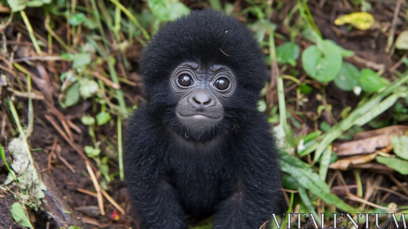 AI ART Cute Baby Primate Amidst Foliage