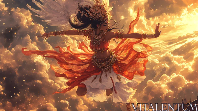 AI ART Celestial Dance of the Winged Goddess