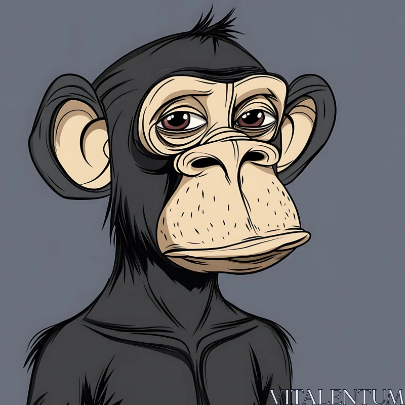 AI ART Contemplative Monkey Cartoon Art