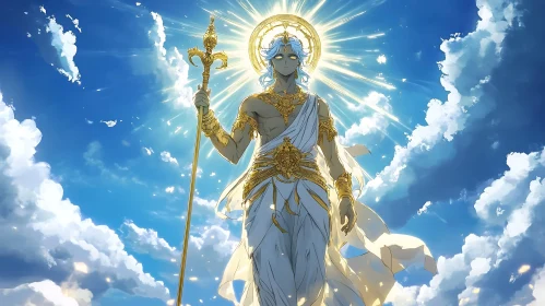 Celestial God Amidst Radiant Sky