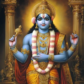 Serene Blue Hindu God