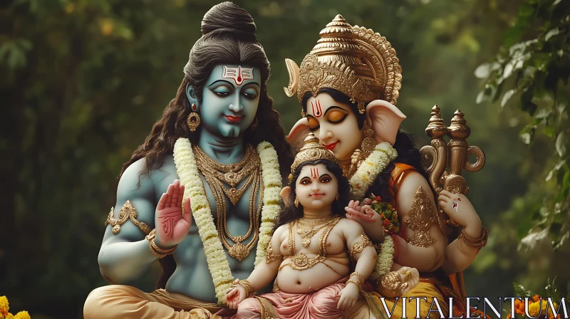 AI ART Idols of Hindu Gods in Nature Scene