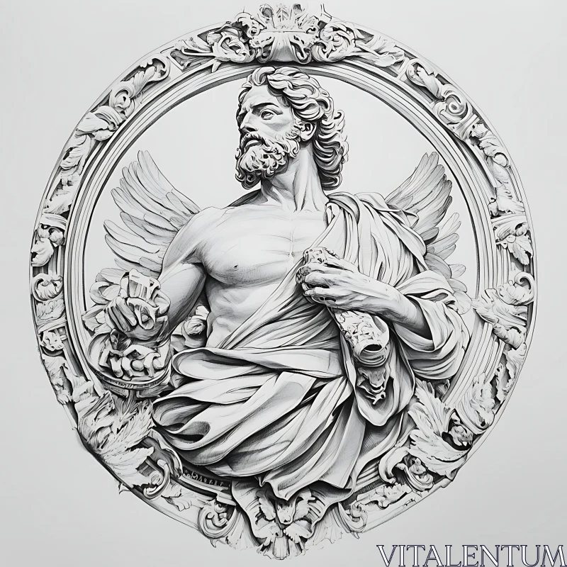 Classical Mythological Relief Sculpture AI Image