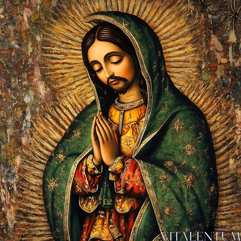 AI ART Iconic Religious Portrait with Prayer Gesture