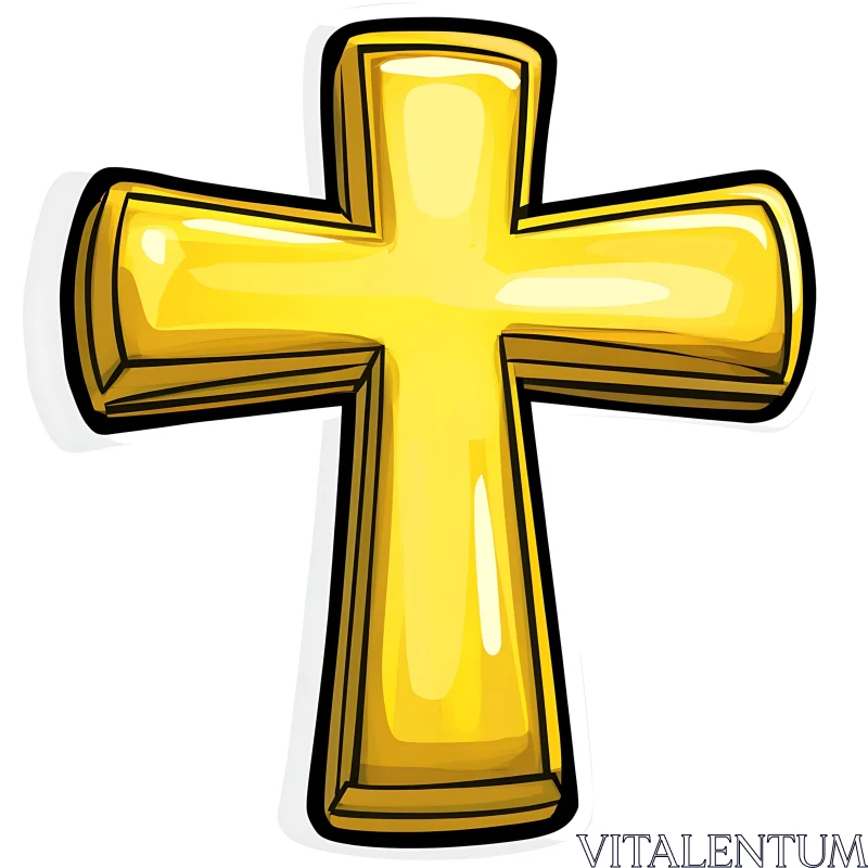 AI ART Stylized Golden Cross Symbol Art