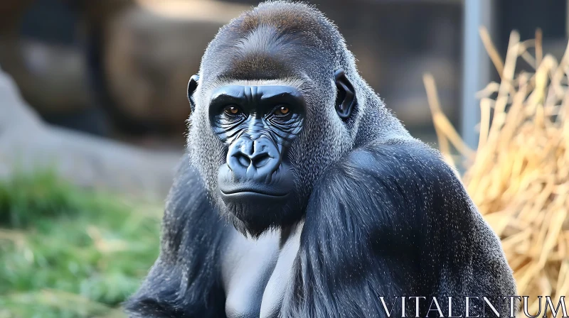 Intense Gorilla Close-Up AI Image