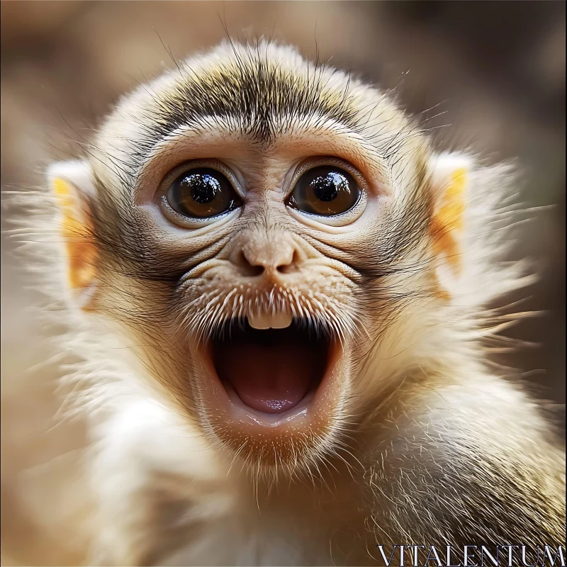 AI ART Young Monkey's Surprised Expression in Close-Up