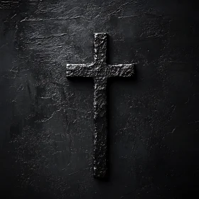 Solemn Black Cross on Textured Backdrop