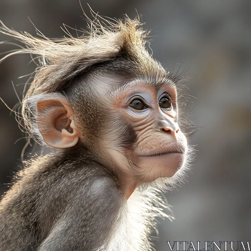 Young Monkey Close-up AI Image